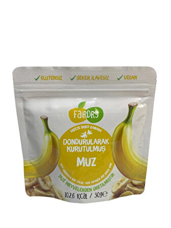 FairDry Muz Dilim, Freeze Dried, Dondurularak Kurutulmuş, Meyve Kurusu, Katkısız, Çıtır Meyve Cipsi