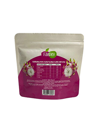 FairDry Ejder Meyvesi Dilim, Freeze Dried, Dondurularak Kurutulmuş, Meyve Kurusu, Katkısız, Çıtır Meyve
