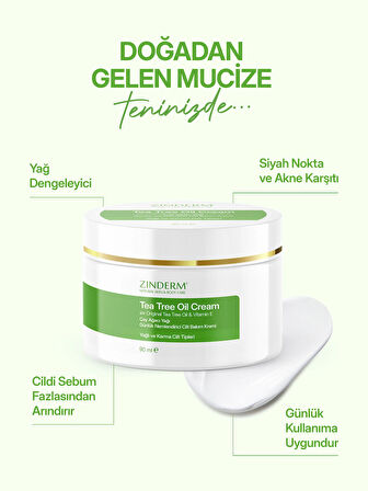 Çay Ağacı Yağı Kremi , Günlük Nemlendirici Çay Ağacı Özlü Cilt Bakım Kremi