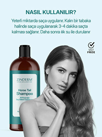 Zinderm At Kuyruğu Şampuanı -  Hızlı Uzama Etkili Tuzsuz Şampuan (2 Adet x 500 Ml)