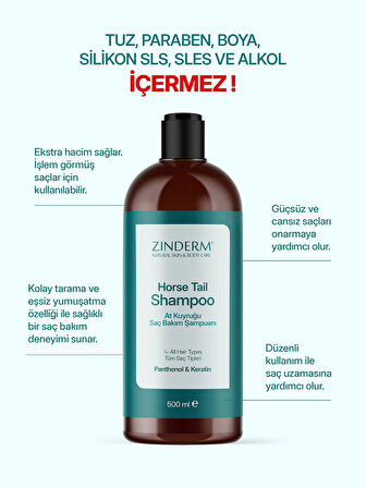 Zinderm At Kuyruğu Şampuanı -  Hızlı Uzama Etkili Tuzsuz Şampuan (2 Adet x 500 Ml)