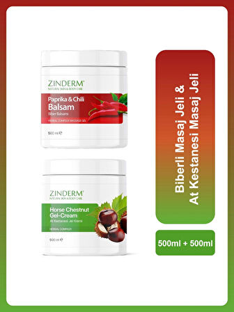 Biberli Balsam Masaj Jeli Kremi 500 ml ve At Kestanesi Balsam Masaj Jeli Kremi 500 ml