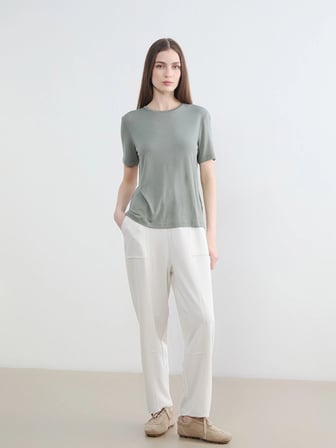 LCW Modest Bej Beli Lastikli Soft Touch Kadın Eşofman Altı