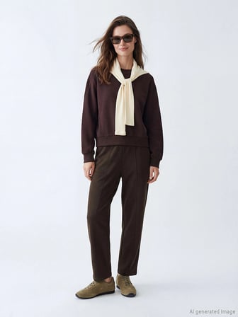 LCW Modest Kahverengi Beli Lastikli Soft Touch Kadın Eşofman Altı