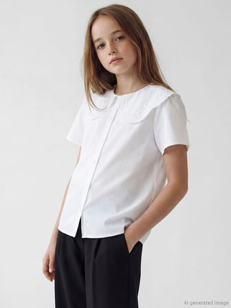 LCW Kids Beyaz Bebe Yaka Kız Çocuk Poplin Gömlek