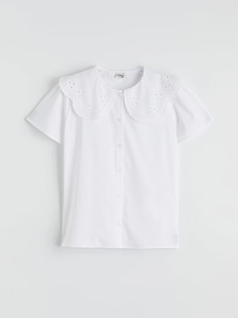 LCW Kids Beyaz Bebe Yaka Kız Çocuk Poplin Gömlek