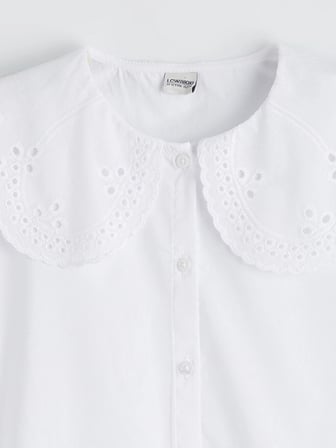 LCW Kids Beyaz Bebe Yaka Kız Çocuk Poplin Gömlek