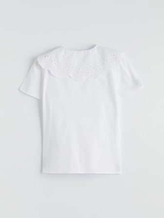 LCW Kids Beyaz Bebe Yaka Kız Çocuk Poplin Gömlek