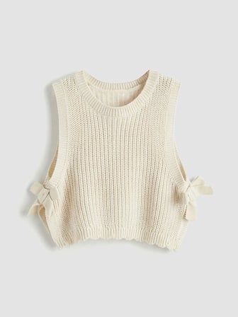 LCW baby Ekru Bisiklet Yaka Kız Bebek Triko Süveter