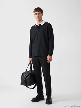 LCW Vision Lacivert Polo Yaka Erkek Sweatshirt