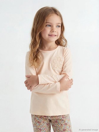 LCW Kids Bej Çiçekli Kız Çocuk Penye Bluz ve Tayt