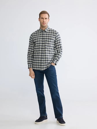 LCWAIKIKI Classic Yeşil Regular Fit Ekose Gabardin Erkek Gömlek