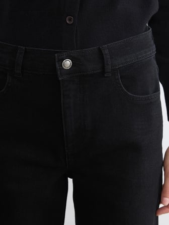 LCW Jeans Siyah Yüksek Bel Wideleg Kadın Jean Pantolon