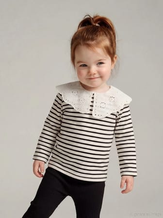 LCW baby Ekru Bebe Yaka Kız Bebek Bluz ve Tayt