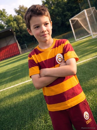 LCW baby Kırmızı Bisiklet Yaka Çizgili Galatasaray Erkek Bebek Tişört