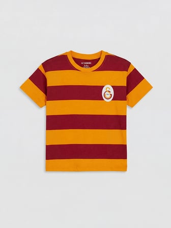 LCW baby Kırmızı Bisiklet Yaka Çizgili Galatasaray Erkek Bebek Tişört