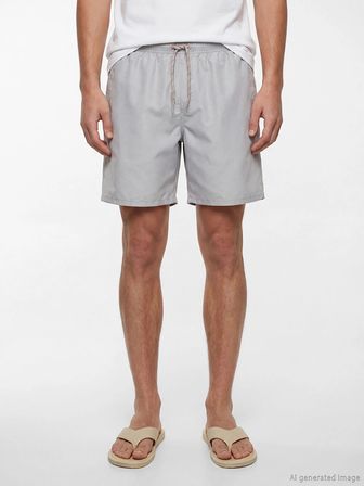 LCW SWIMWEAR Gri Kısa Boy Erkek Deniz Şortu