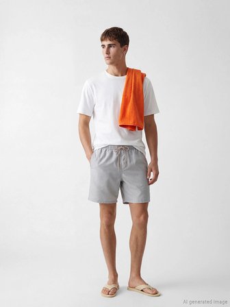 LCW SWIMWEAR Gri Kısa Boy Erkek Deniz Şortu