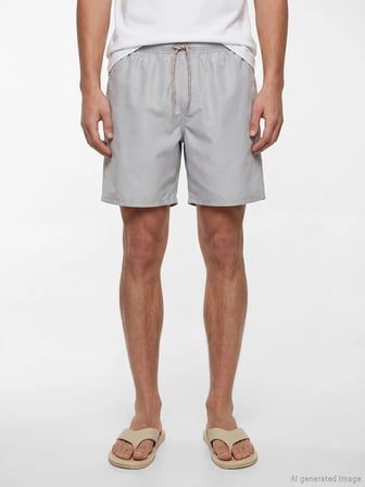 LCW SWIMWEAR Gri Kısa Boy Erkek Deniz Şortu