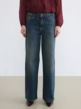LCW Jeans İndigo Yüksek Bel Wideleg Kadın Jean Pantolon