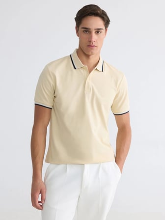 LCWAIKIKI Classic Bej Polo Yaka Pike Erkek Tişört