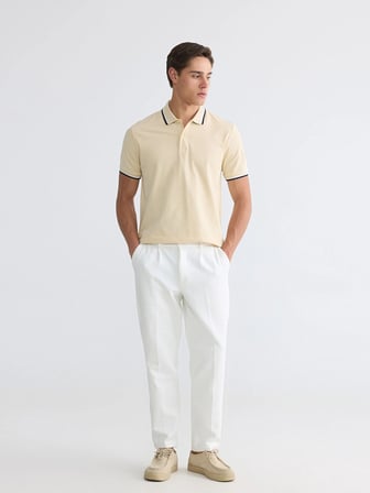 LCWAIKIKI Classic Bej Polo Yaka Pike Erkek Tişört
