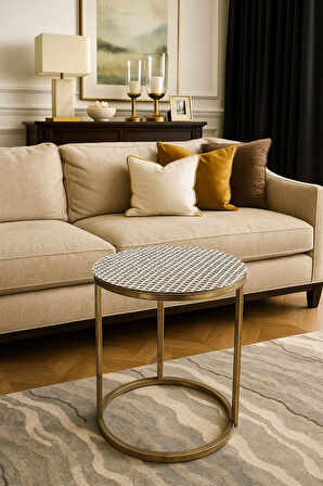 Yuvarlak Orta Sehpa Örtüsü – Lüx PVC Şeffaf, Krem, Modern, Şık, Dekoratif, Çeyizlik