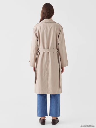 LCW Modest Bej Kuşaklı Kadın Gabardin Trençkot