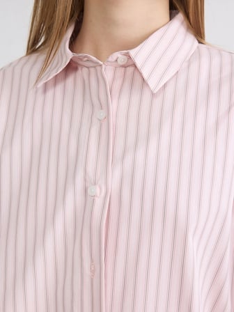 XSIDE Pembe Çizgili Oxford Kadın Gömlek
