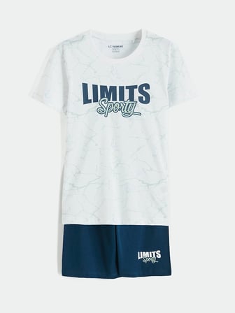 LCW Kids Beyaz Bisiklet Yaka Erkek Çocuk Baskılı Pijama Takımı