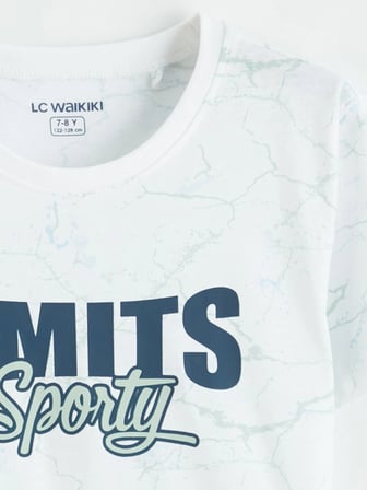 LCW Kids Beyaz Bisiklet Yaka Erkek Çocuk Baskılı Pijama Takımı
