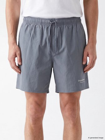 LCW SWIMWEAR Gri Kısa Boy Baskılı Erkek Deniz Şortu