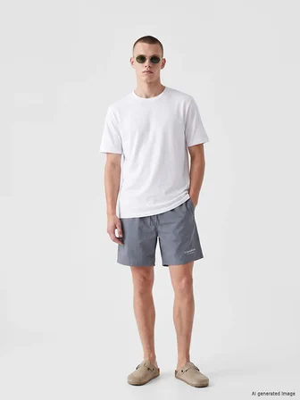 LCW SWIMWEAR Gri Kısa Boy Baskılı Erkek Deniz Şortu