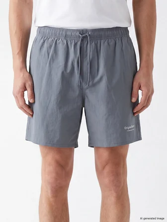 LCW SWIMWEAR Gri Kısa Boy Baskılı Erkek Deniz Şortu