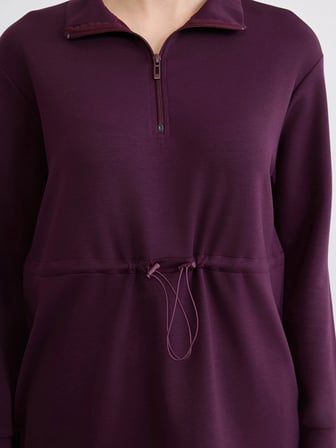 LCWAIKIKI Classic Mürdüm Soft Touch Oversize Kadın Sweatshirt Tunik