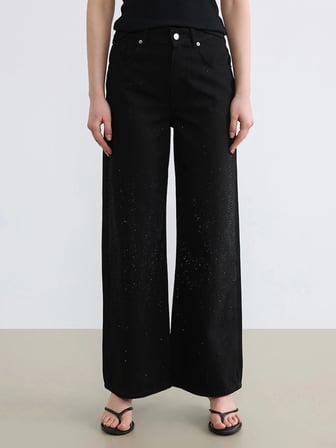 LCW Jeans Siyah Yüksek Bel Wideleg Kadın Jean Pantolon