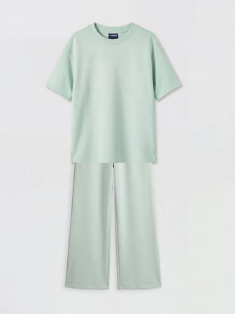 LC Waikiki LCW KidsYeşil Kız Çocuk Tişört Ve Pantolon Takım