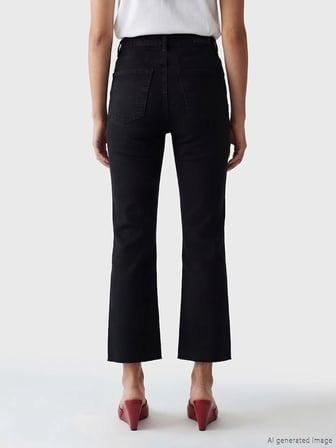 LCW Jeans Siyah Yüksek Bel Crop Flare Kadın Jean Pantolon