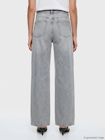 LCW Jeans Gri Wideleg Kadın Jean Pantolon