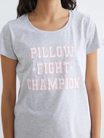 LCW DREAM Pembe Bisiklet Yaka Baskılı Kadın Şortlu Pijama Takımı