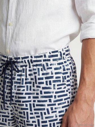 LCW SWIMWEAR Lacivert Diz Hizası Boy Desenli Erkek Deniz Şortu