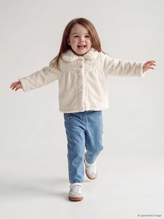 LCW baby Ekru Bebe Yaka Kız Bebek Pelüş Hırka