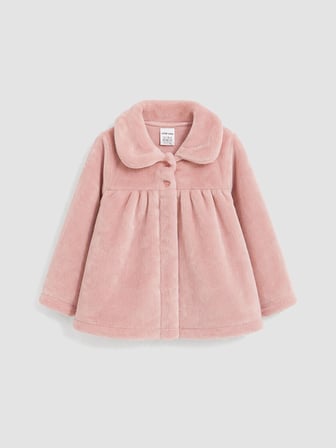 LCW baby Pembe Bebe Yaka Kız Bebek Pelüş Hırka