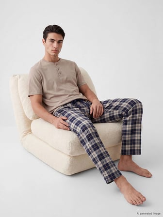 LC WAIKIKI Bej Standart Kalıp Ekose Erkek Pijama Takım
