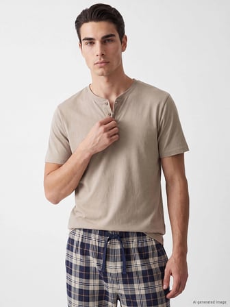 LC WAIKIKI Bej Standart Kalıp Ekose Erkek Pijama Takım