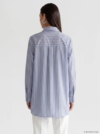 LCW EVERYDAY Mavi Çizgili Oversize Kadın Gömlek Tunik