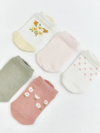 LCW baby Ekru Kız Bebek Patik Çorap 5'li