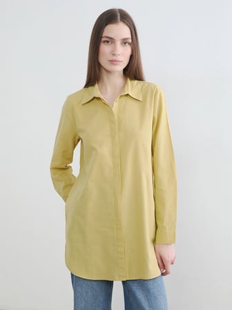 LCW Modest Yeşil Dokulu Kadın Gömlek Tunik