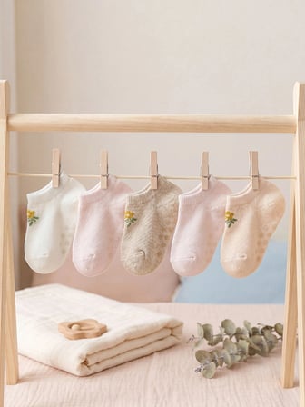 LCW baby Ekru Kız Bebek Patik Çorap 5'li