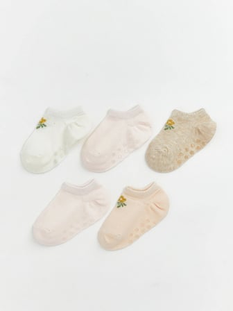 LCW baby Ekru Kız Bebek Patik Çorap 5'li